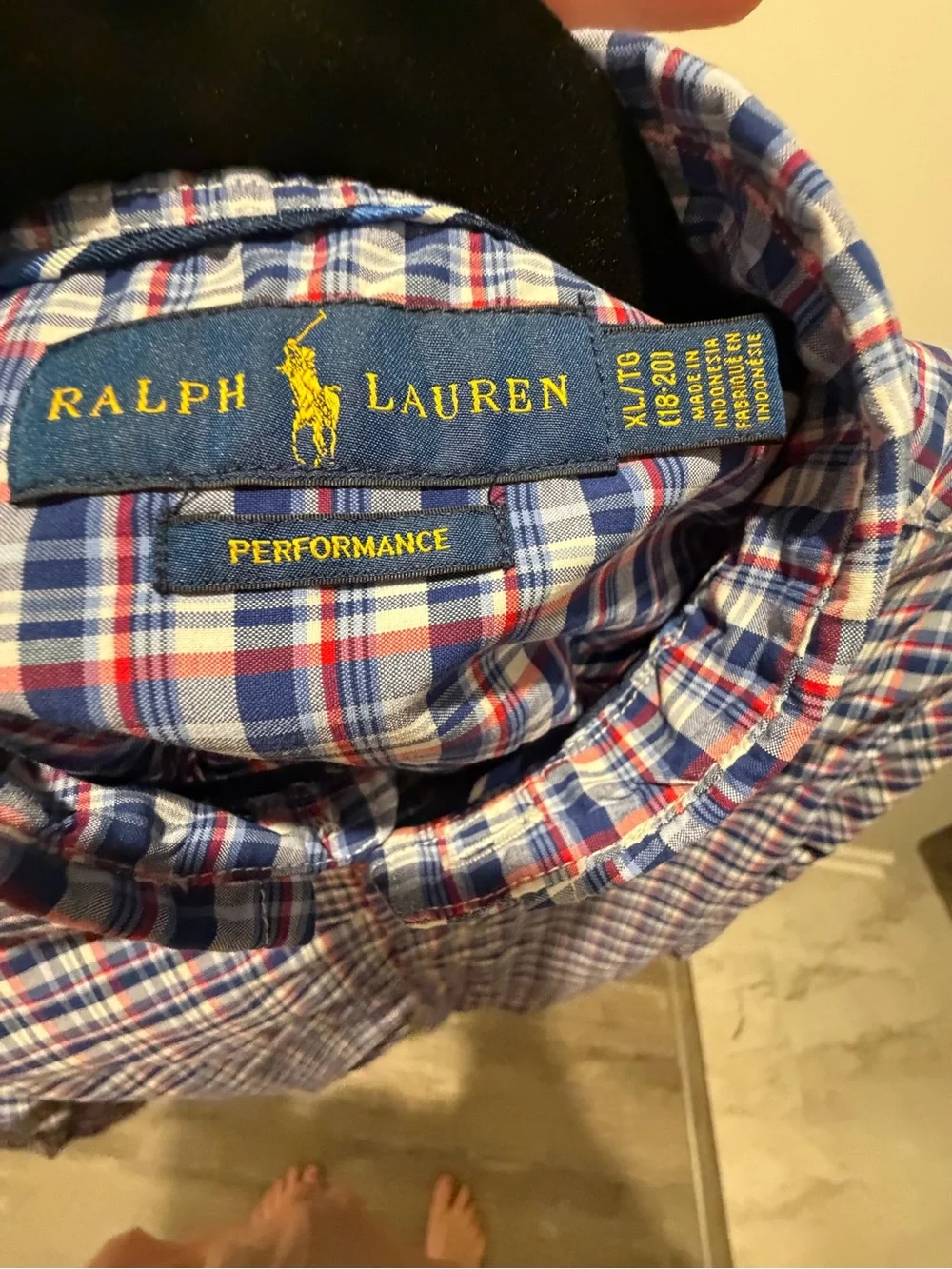 Boys Ralph Lauren Blue, White & Red Plaid Cotton Button-Down Shirt